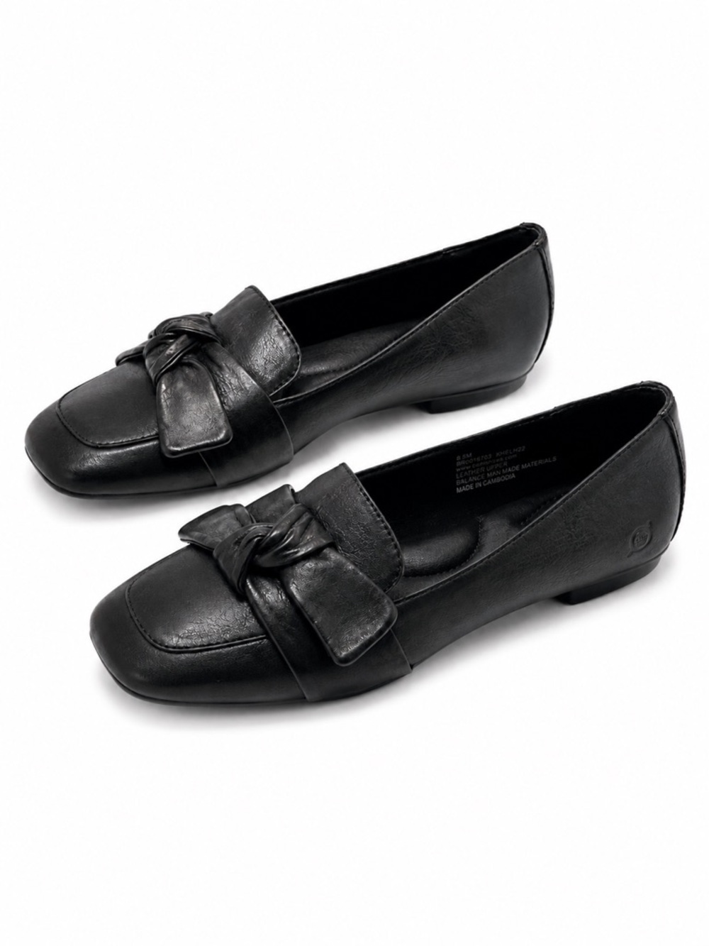 Børn Women’s Black Leather Bow Loafers Flats | Size 8.5